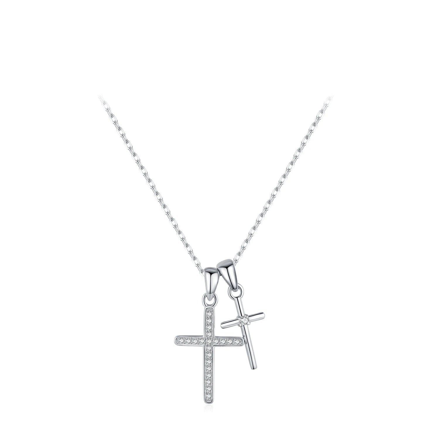 Chaîne en zircon à double croix