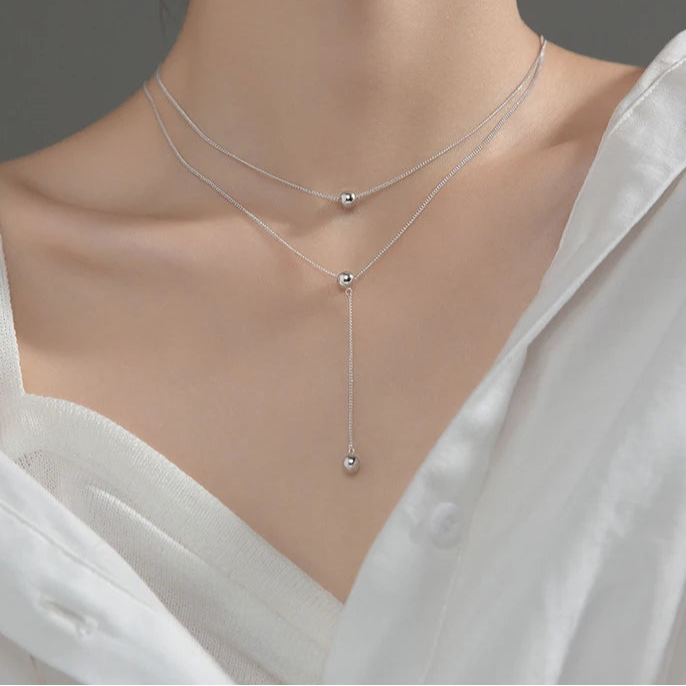 Three Layer Beads Y-Shape Necklace