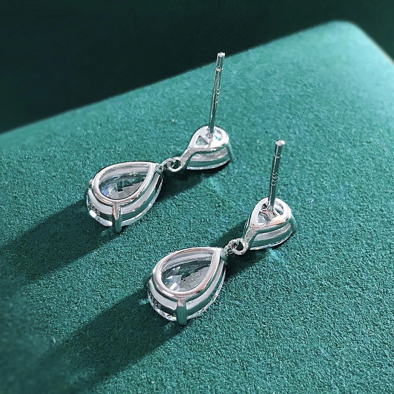 Water Drop High Carbon Diamond Drop Earrings