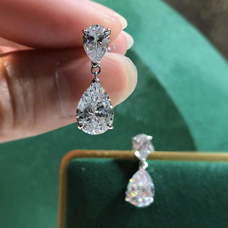 Water Drop High Carbon Diamond Drop Earrings