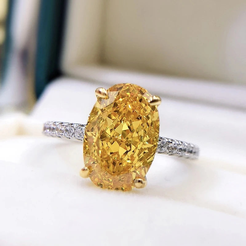 Oval Yellow High Carbon Diamond Rings