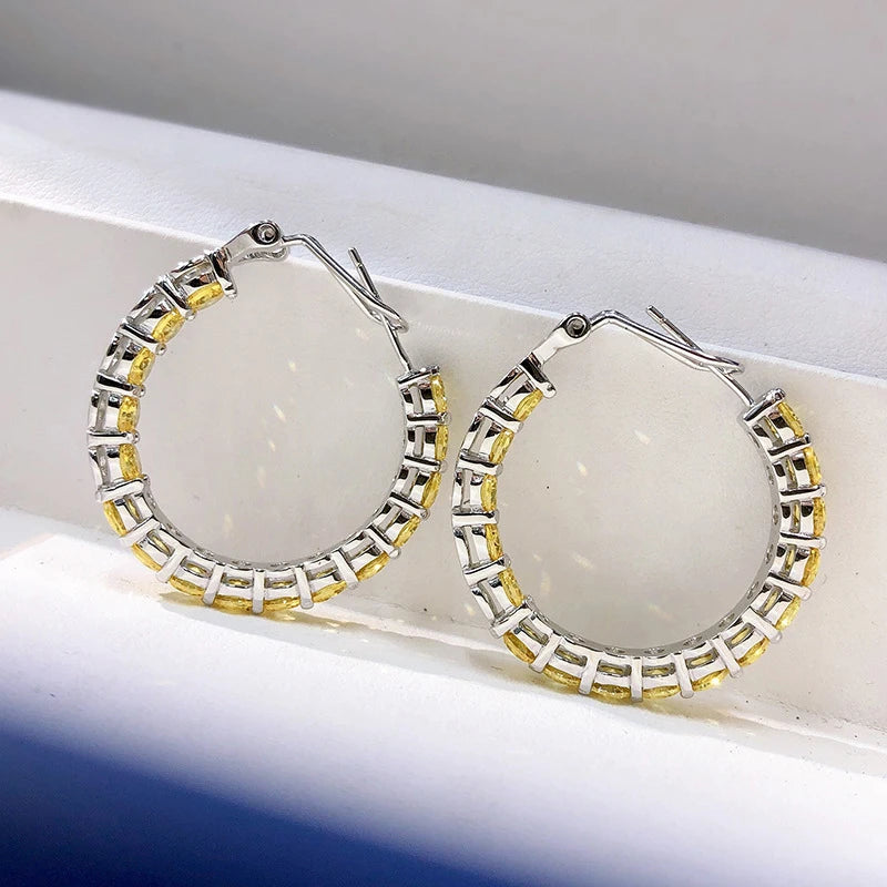 Silver 4mm Yellow High Carbon Diamond Earrings