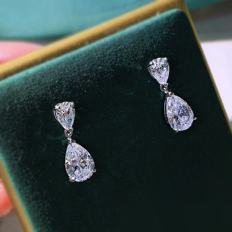 Water Drop High Carbon Diamond Drop Earrings