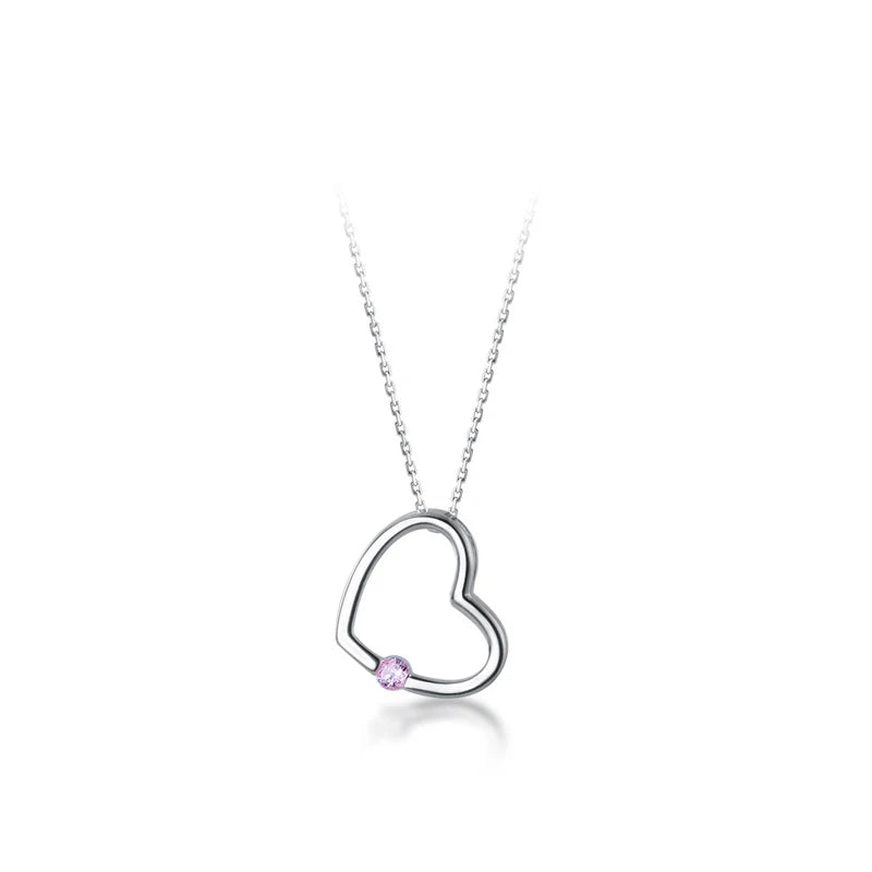 Cœur creux en zircon blanc et rose 