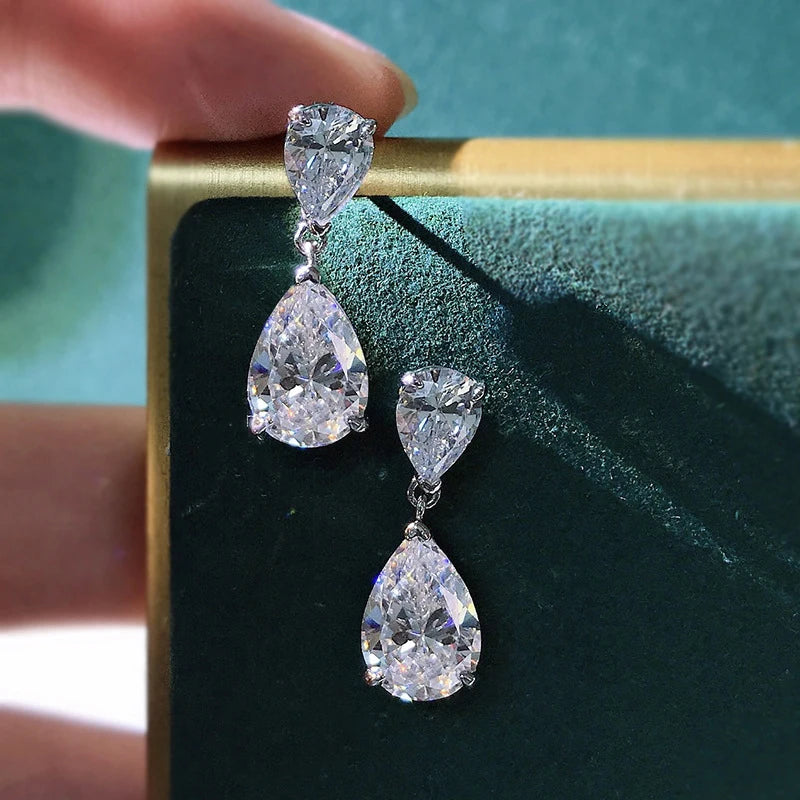 Water Drop High Carbon Diamond Drop Earrings