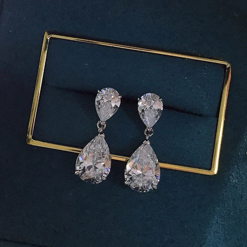Water Drop High Carbon Diamond Drop Earrings
