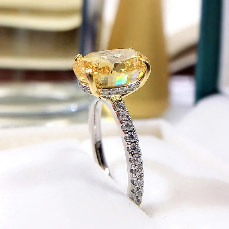 Oval Yellow High Carbon Diamond Rings
