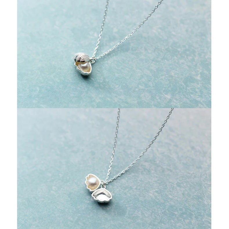 Collier de perles d'eau douce naturelles et coquillages 