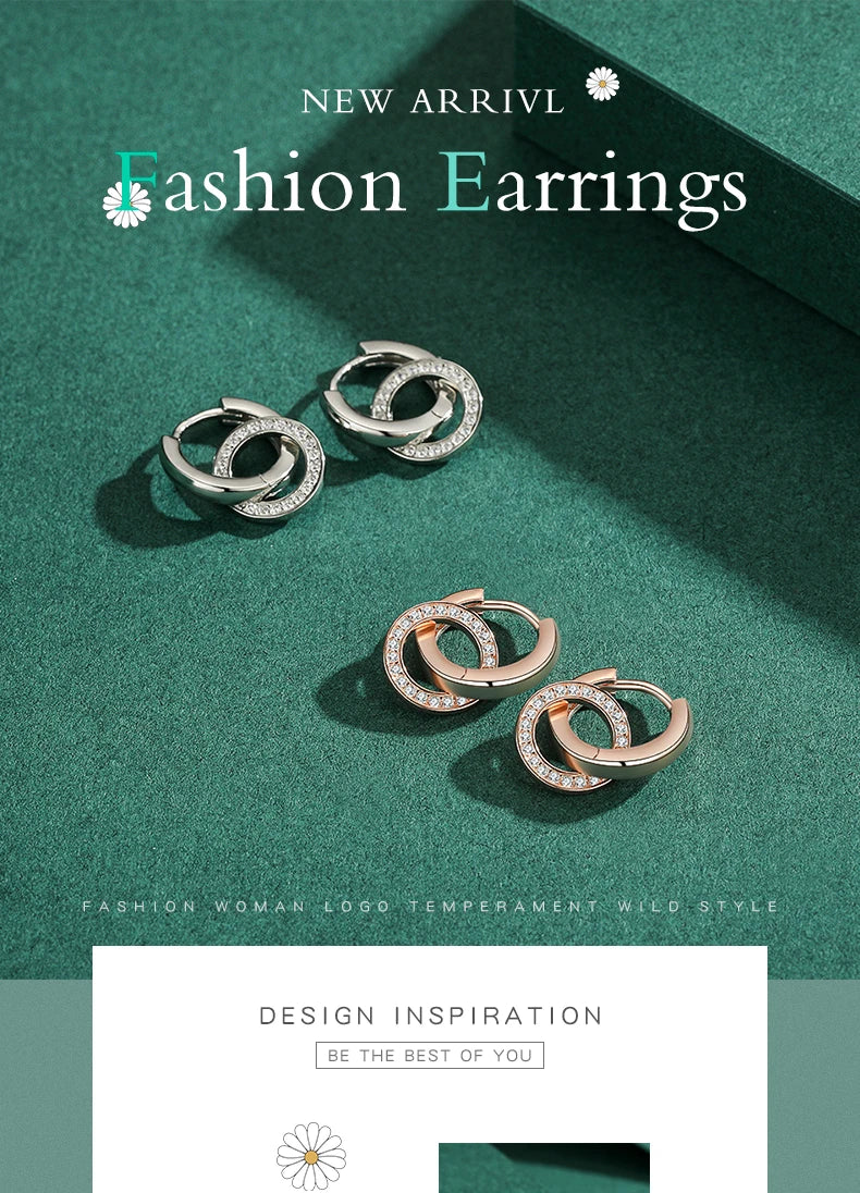 Rose Gold Color Circle Drop Earrings