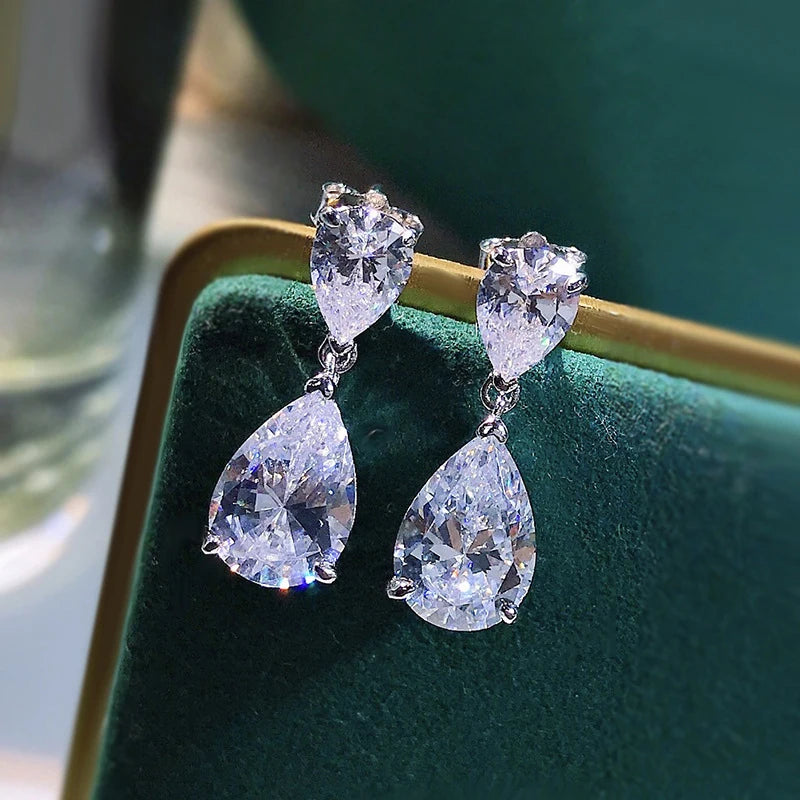 Water Drop High Carbon Diamond Drop Earrings