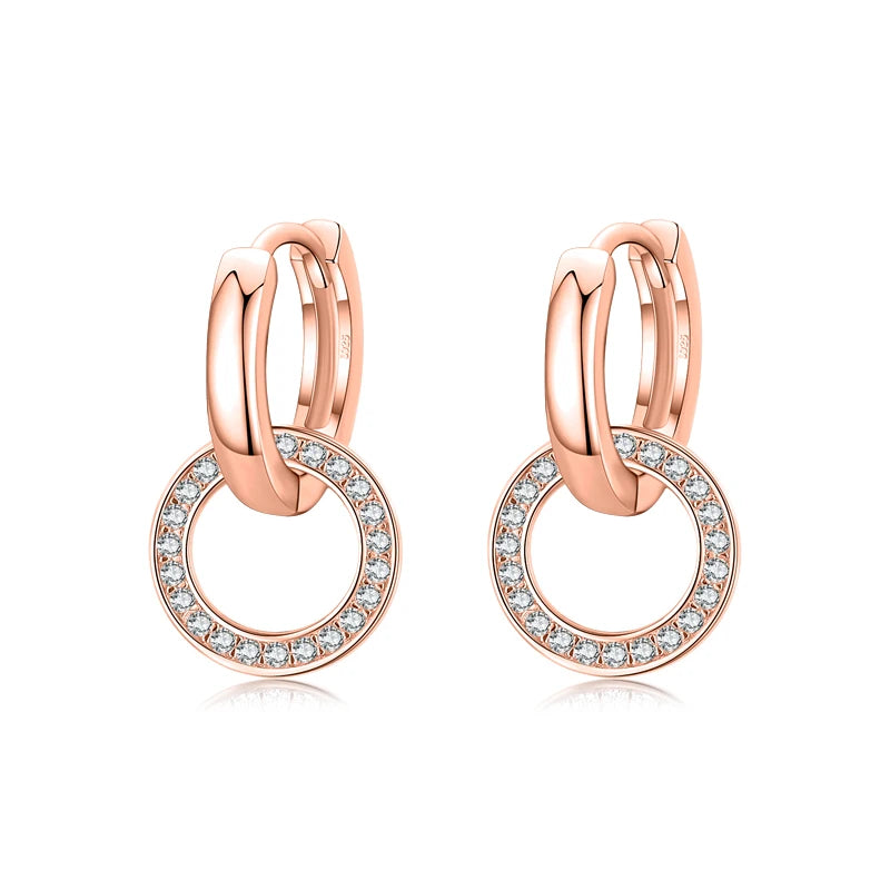 Rose Gold Color Circle Drop Earrings