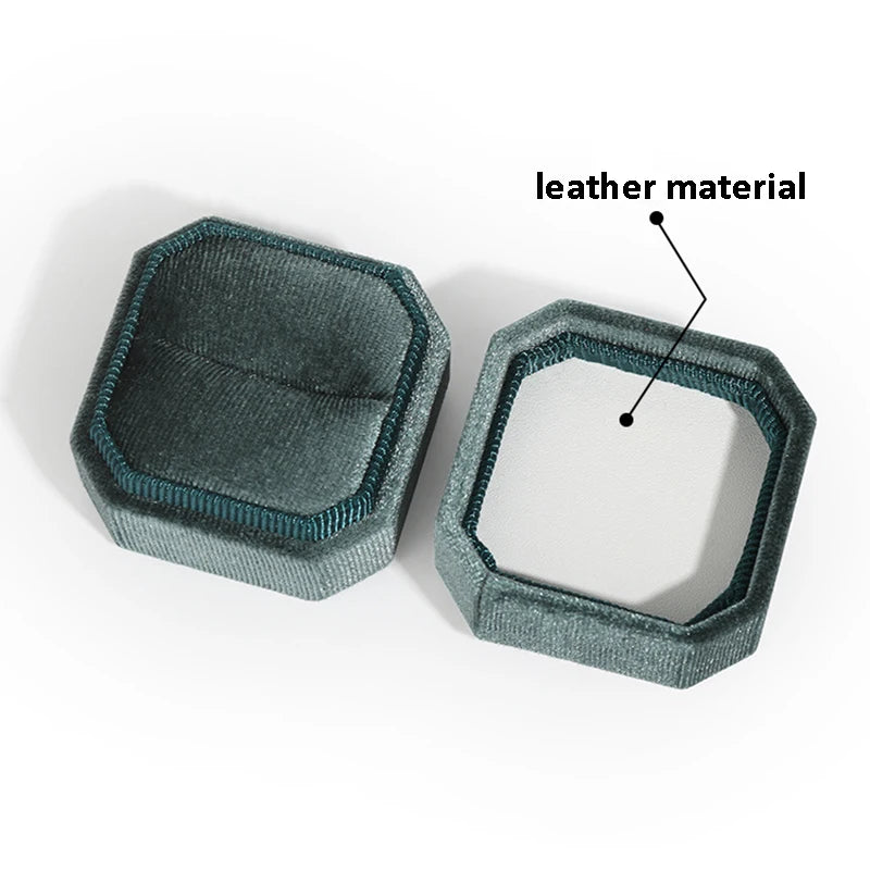 Vintage Octagon Square Velvet  Ring Box