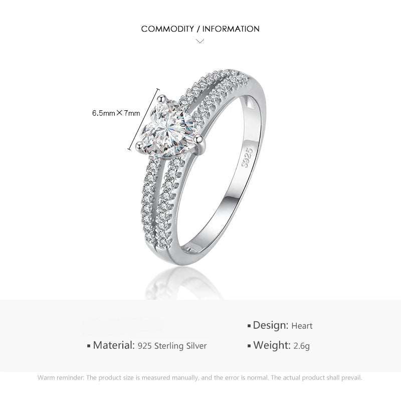Silver Hearts Clear Rings
