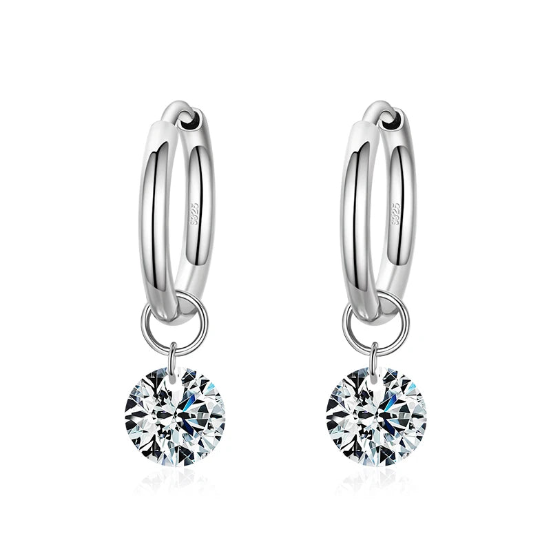 Circle Sparkling Clear CZ Hoop Earrings