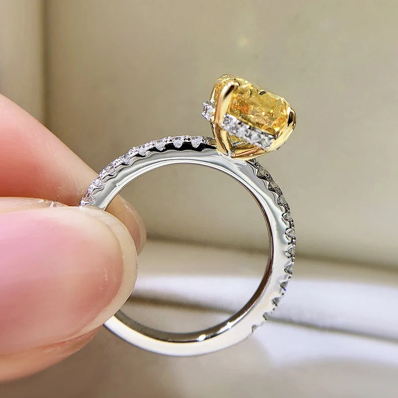 Oval Yellow High Carbon Diamond Rings