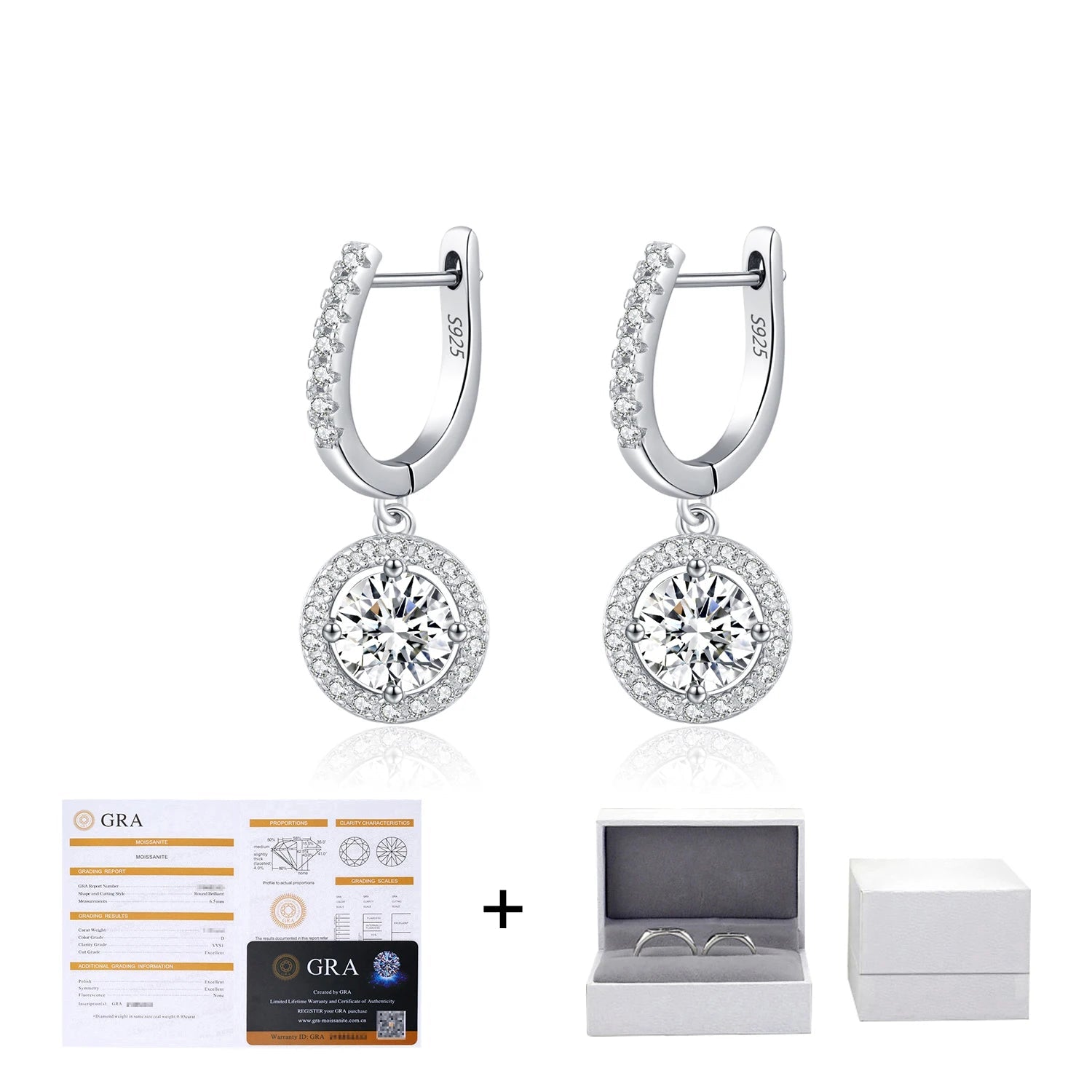 Boucles d'oreilles pendantes en moissanite