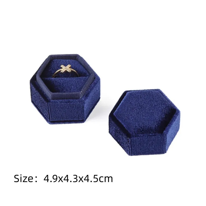Vintage Octagon Square Velvet  Ring Box