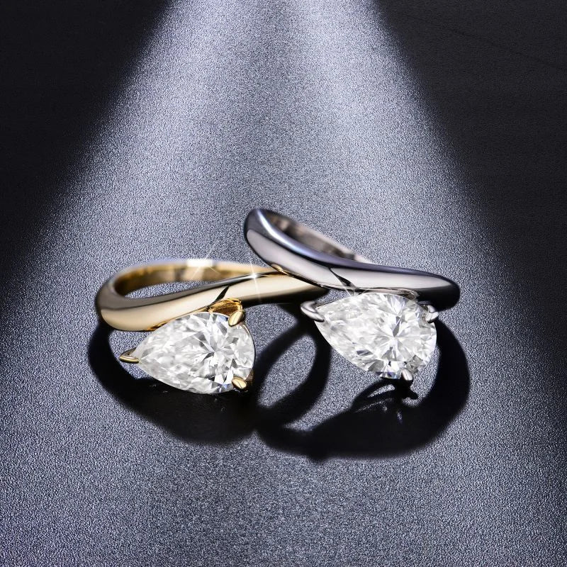 3Carat D Color Water Drop Moissanite Ring