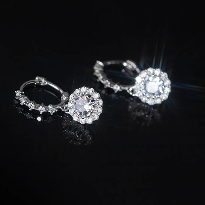 Round Zirconia Dangle Earrings