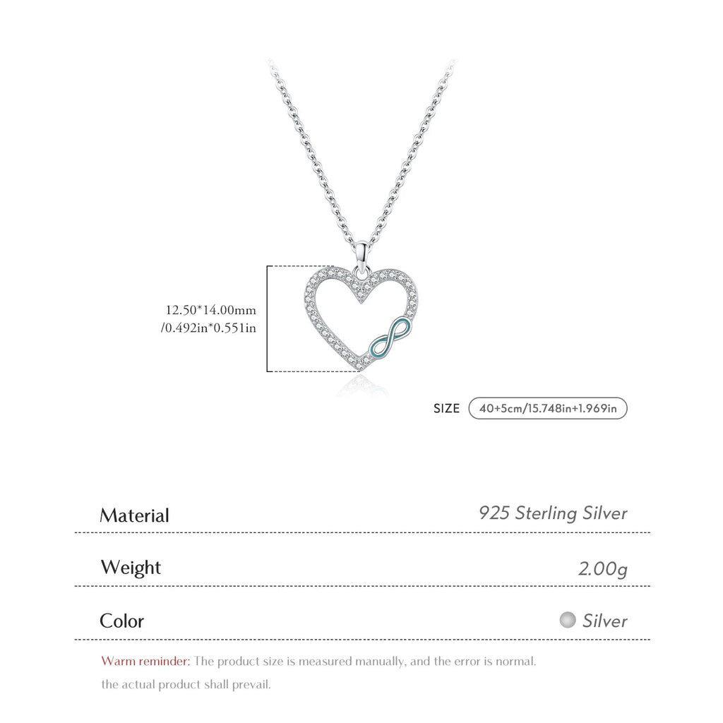 Romantic Heart Enamel Infinity Love Link Chain Pendant