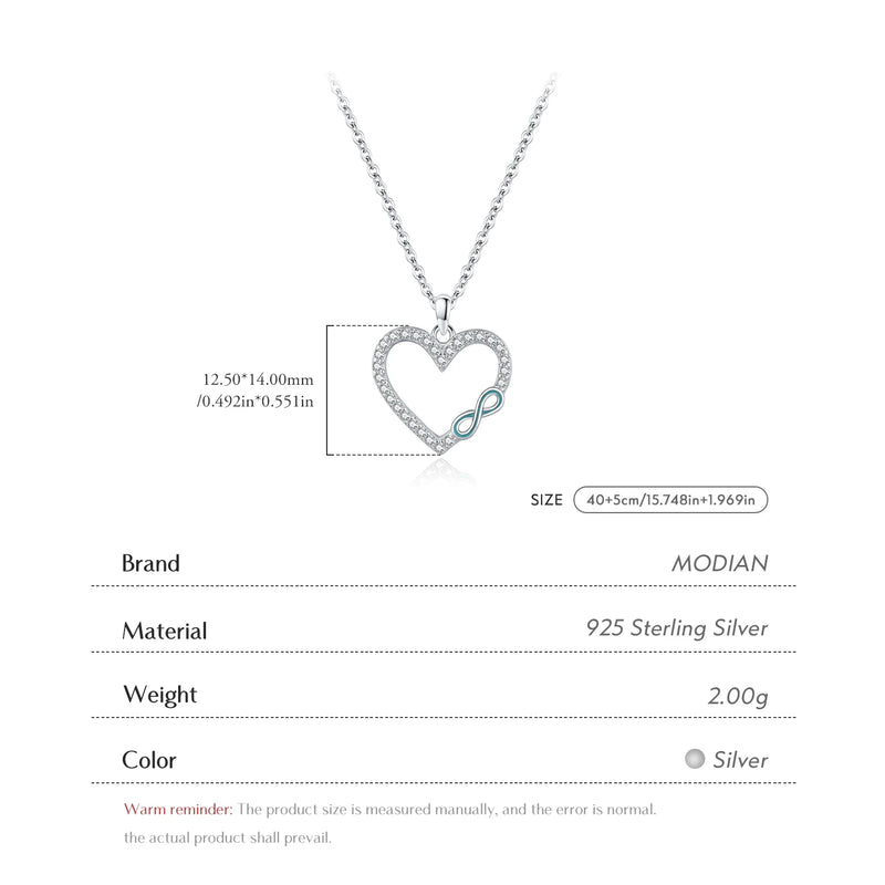 Romantic Heart Enamel Infinity Love Link Chain Pendant
