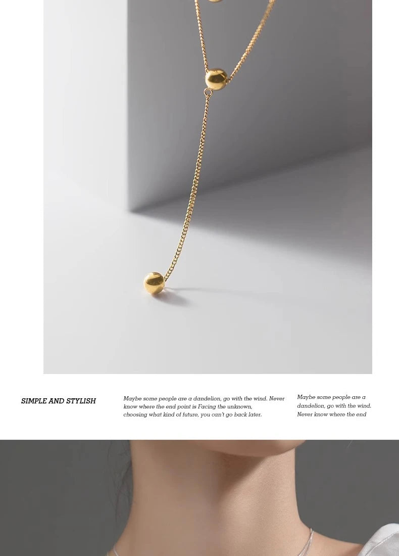 Three Layer Beads Y-Shape Necklace