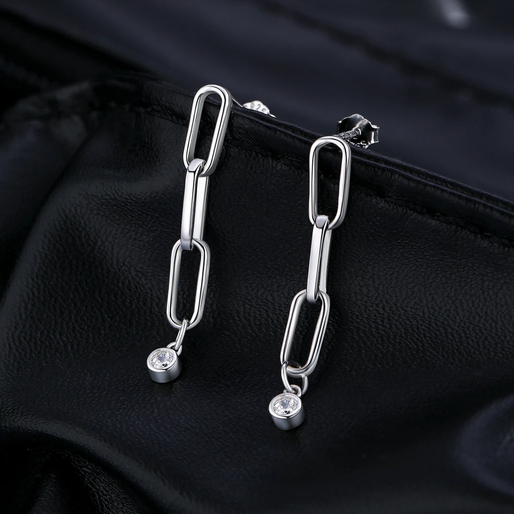 Moissanite Earrings - Link Chain Earrings