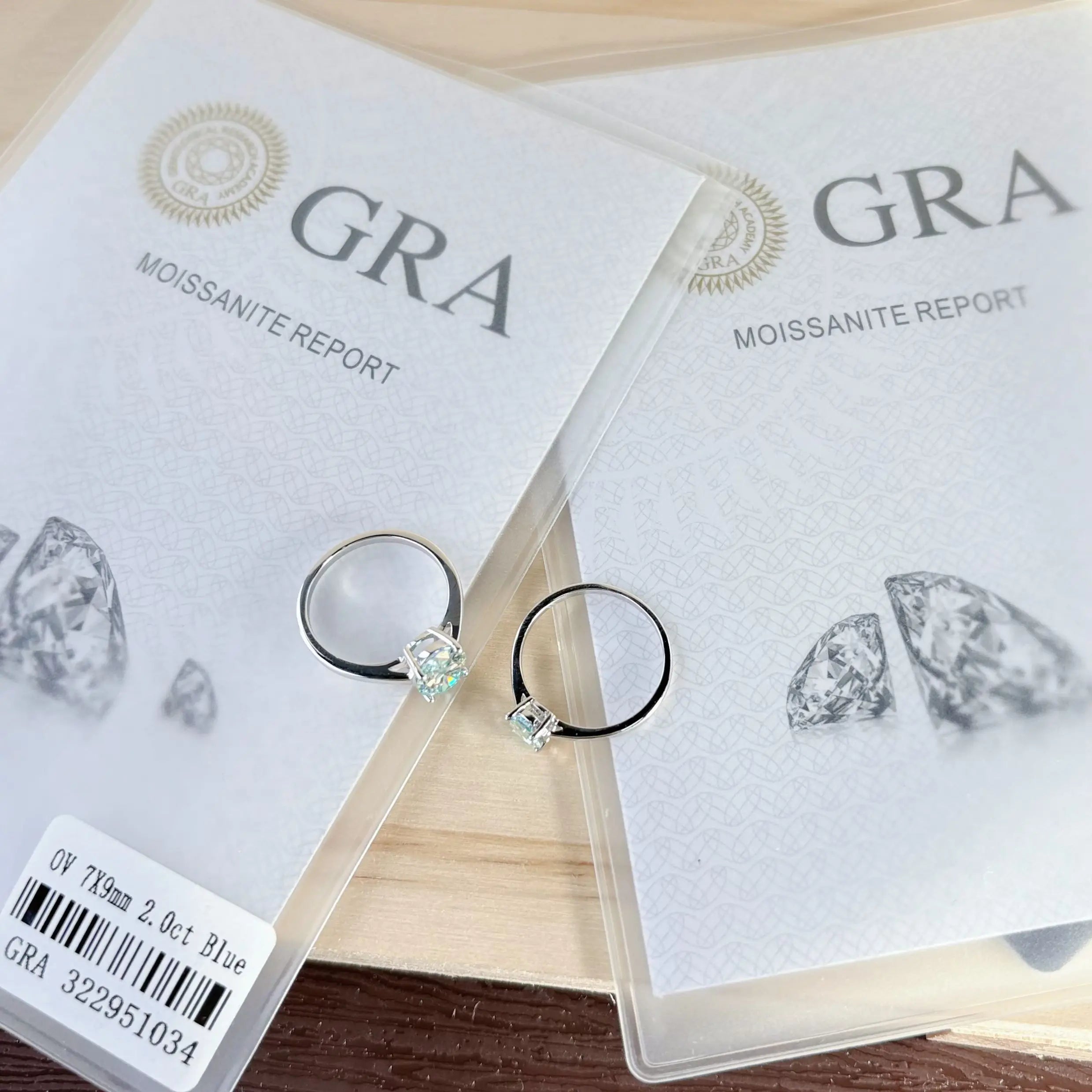 1CT / 2 Carat Oval Aquamarine Moissanite Ring