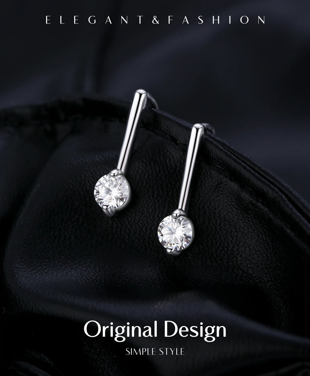 Boucles d'oreilles pendantes scintillantes en moissanite couleur D