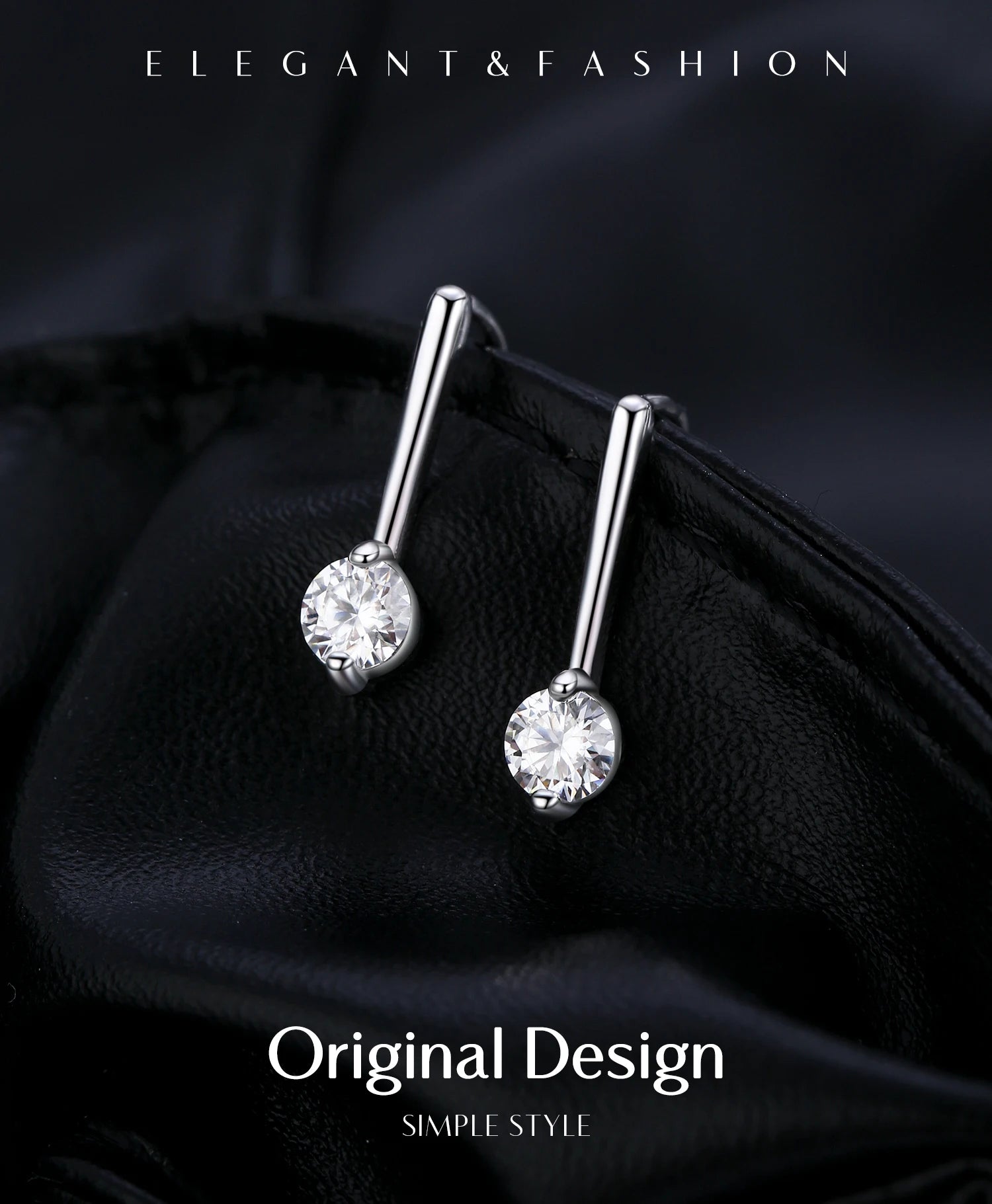 Boucles d'oreilles pendantes scintillantes en moissanite couleur D
