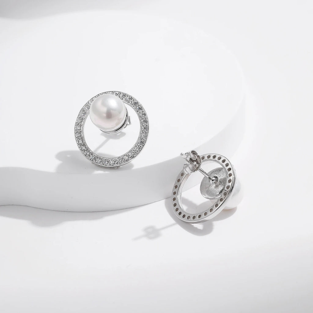 Crystal Pearl Stud Earrings