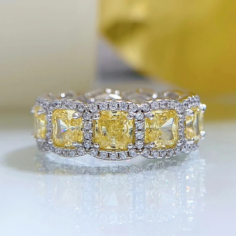 Silver Sparkling 5*5mm Square Yellow Pink White