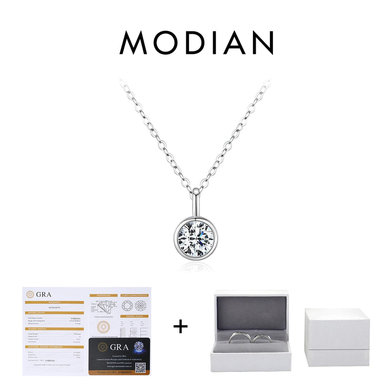 1 Carat D Color Round Bezel Setting Moissanite Pendant