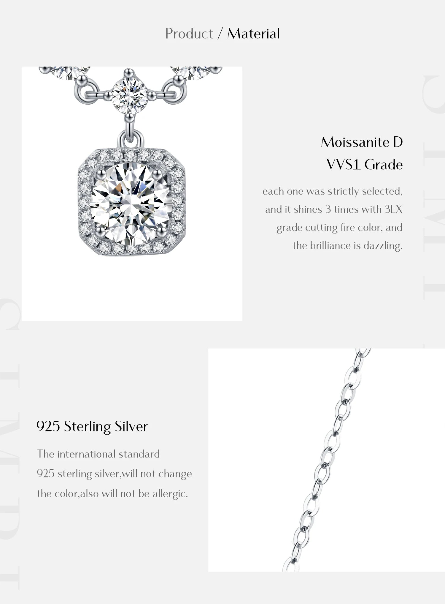 1CT D Color Moissanite Necklace
