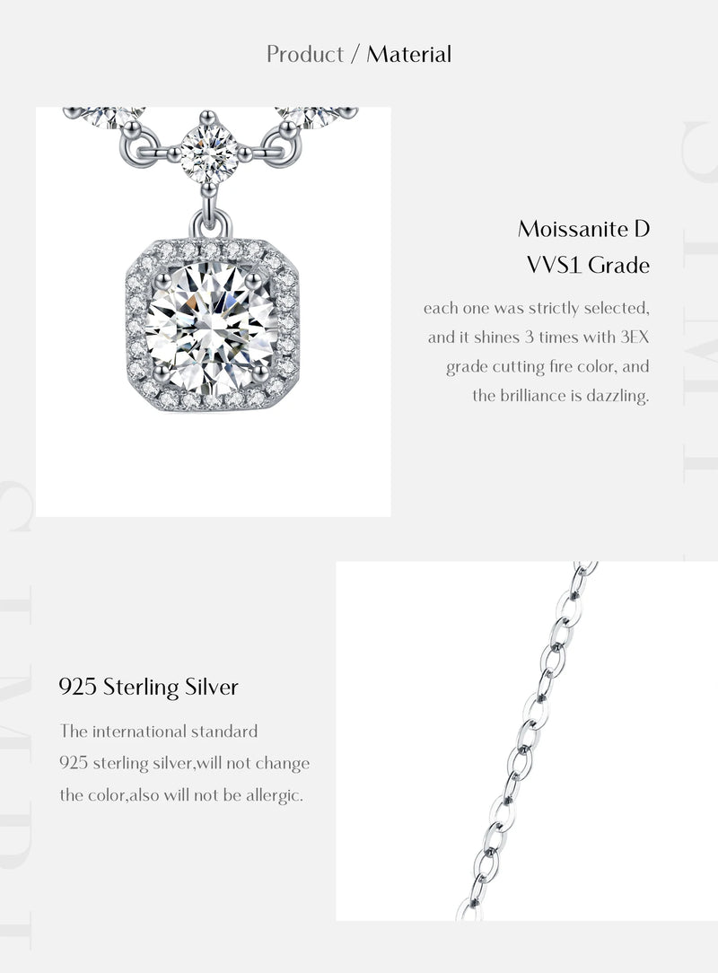 1CT D Color Moissanite Necklace