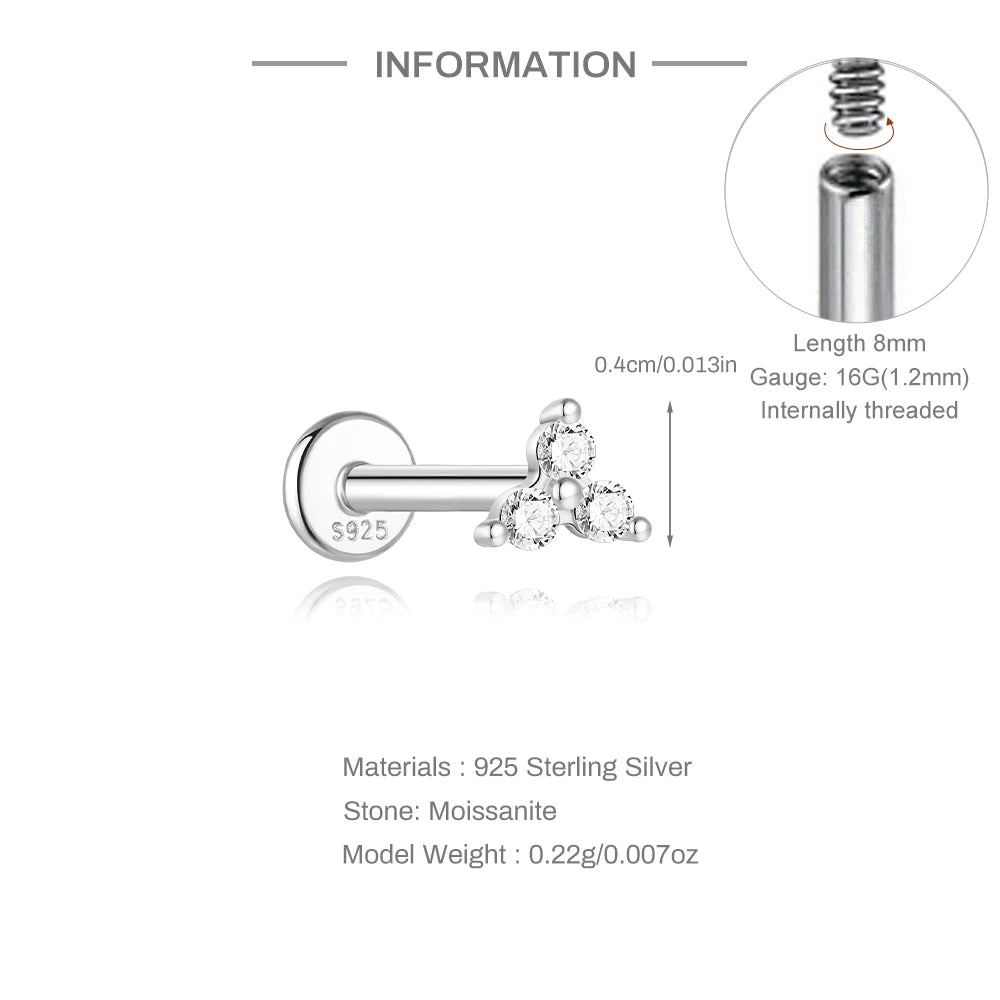 Moissanite Threaded Stud Earring