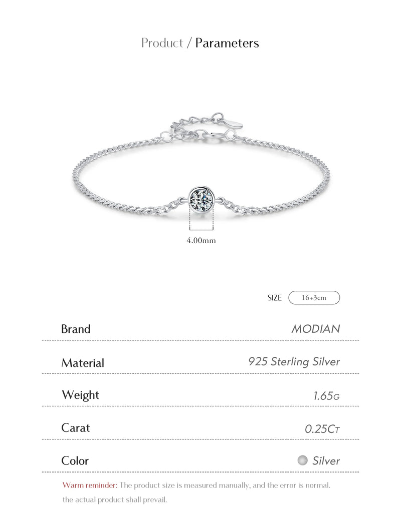 0.25CT Moissanite Bezel Setting Bracelet