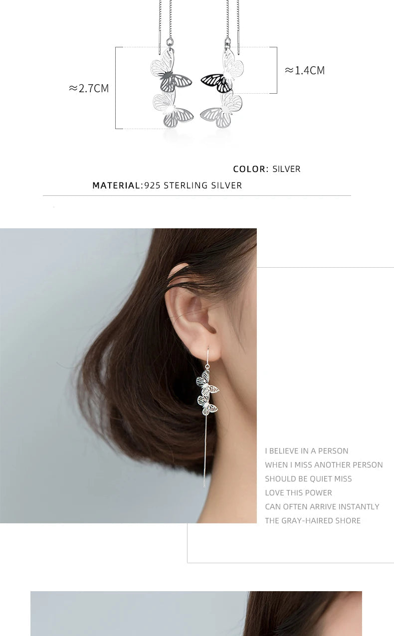 Butterfly Silver Drop Earrings