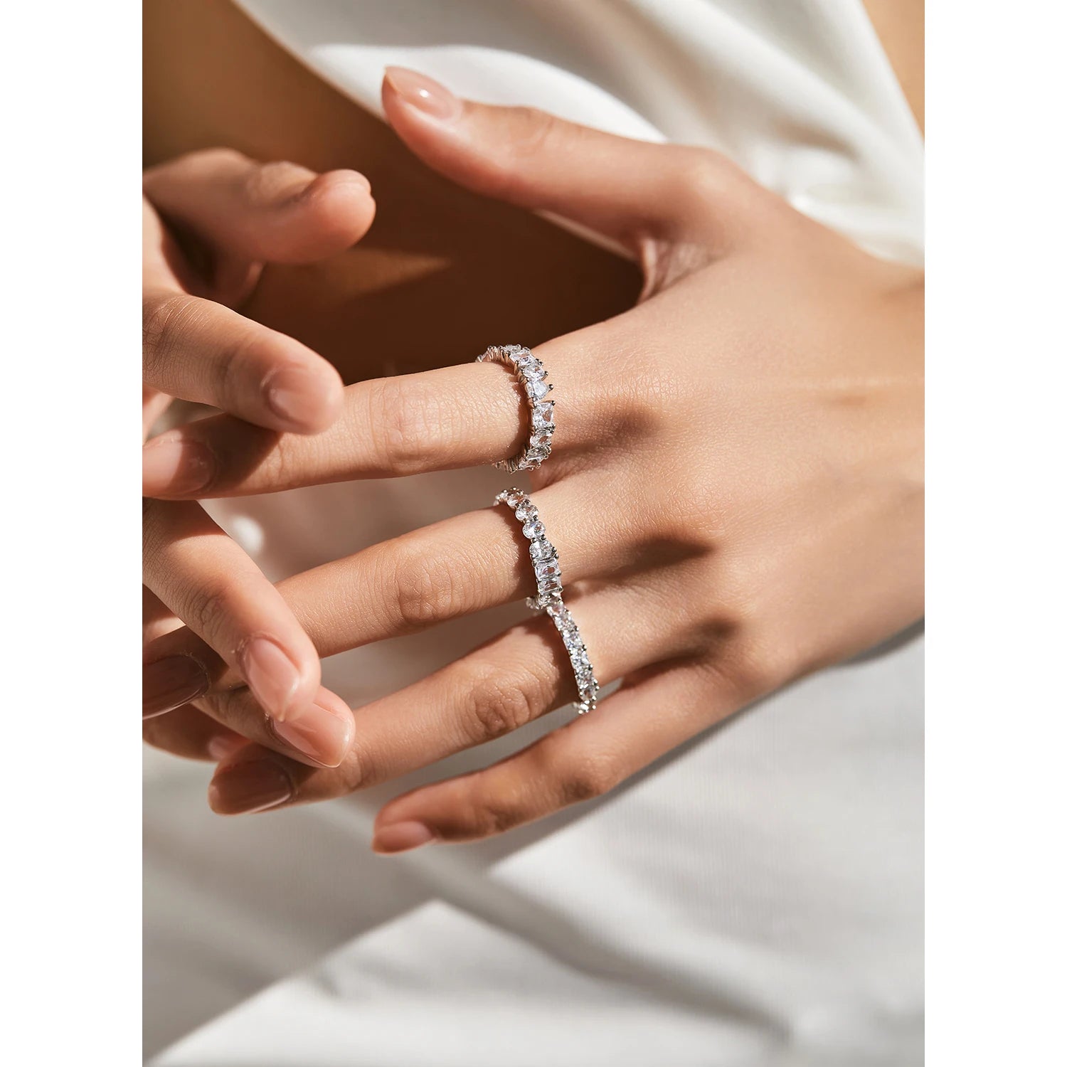 Geometric Water Drop Eternity Ring