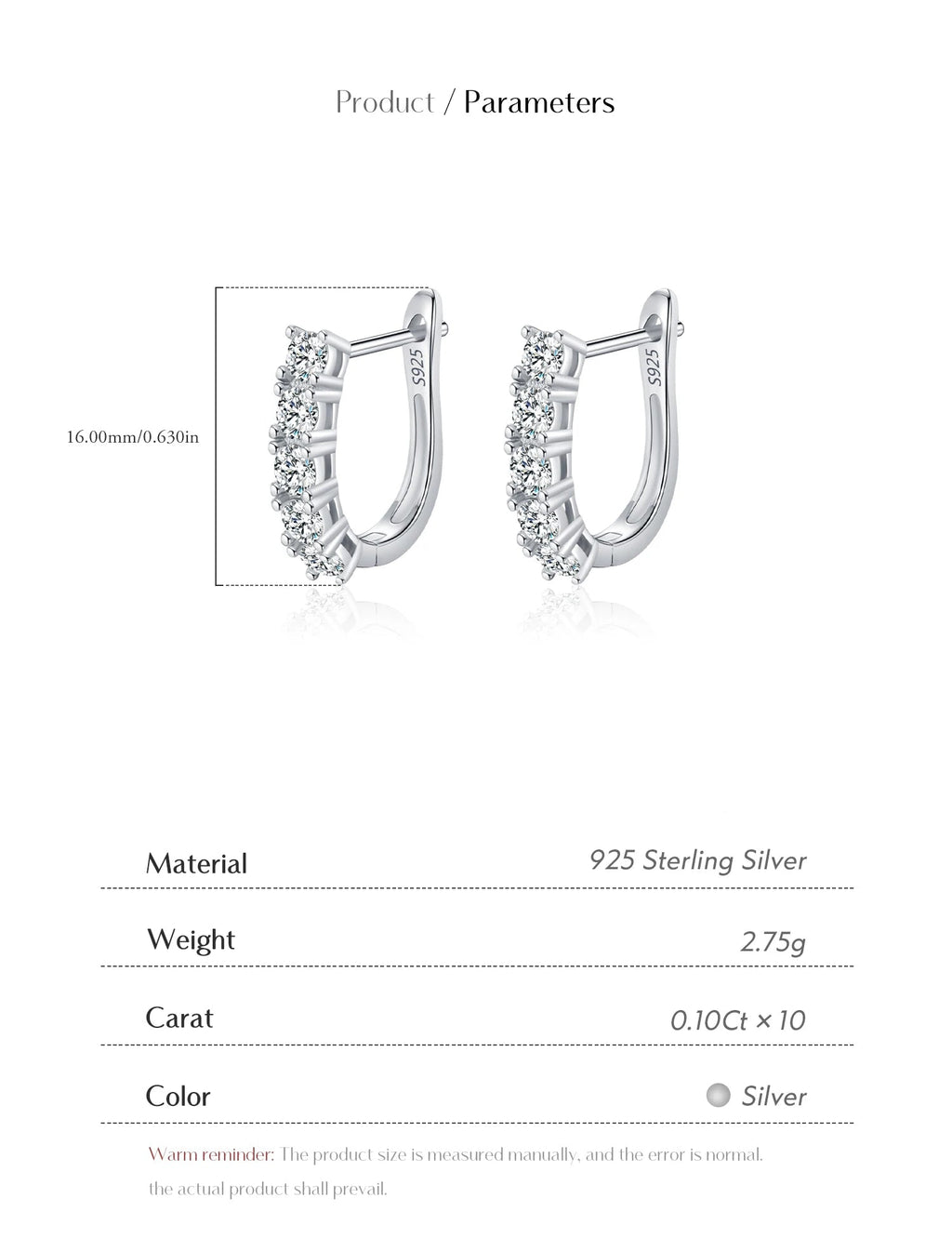 U Shape Moissanite Earrings