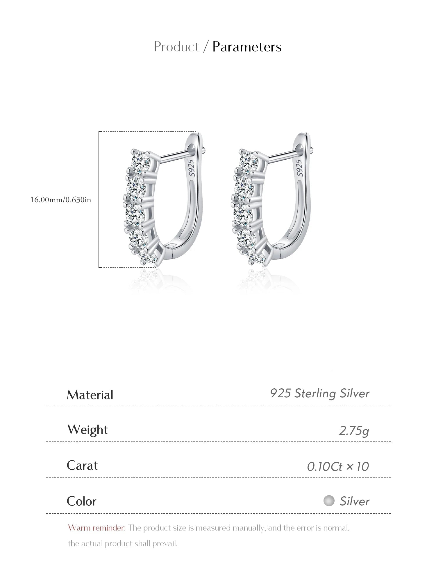 U Shape Moissanite Earrings