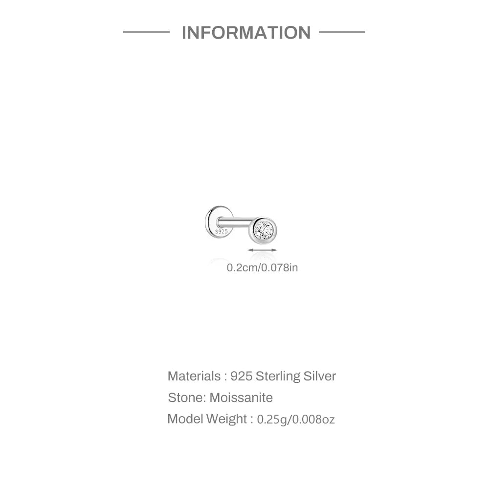 Moissanite Threaded Stud Earring