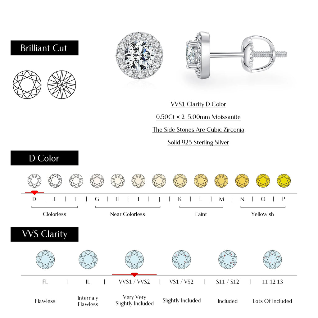 1.00CT Moissanite Earrings