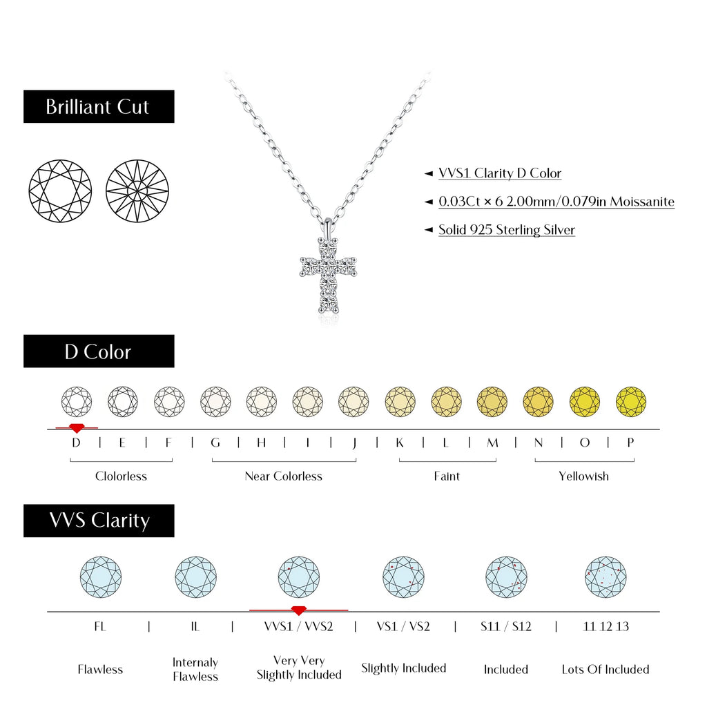 Pendentif Corss en Argent Moissanite 