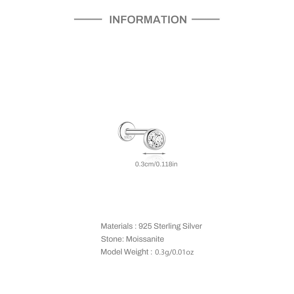 Moissanite Threaded Stud Earring