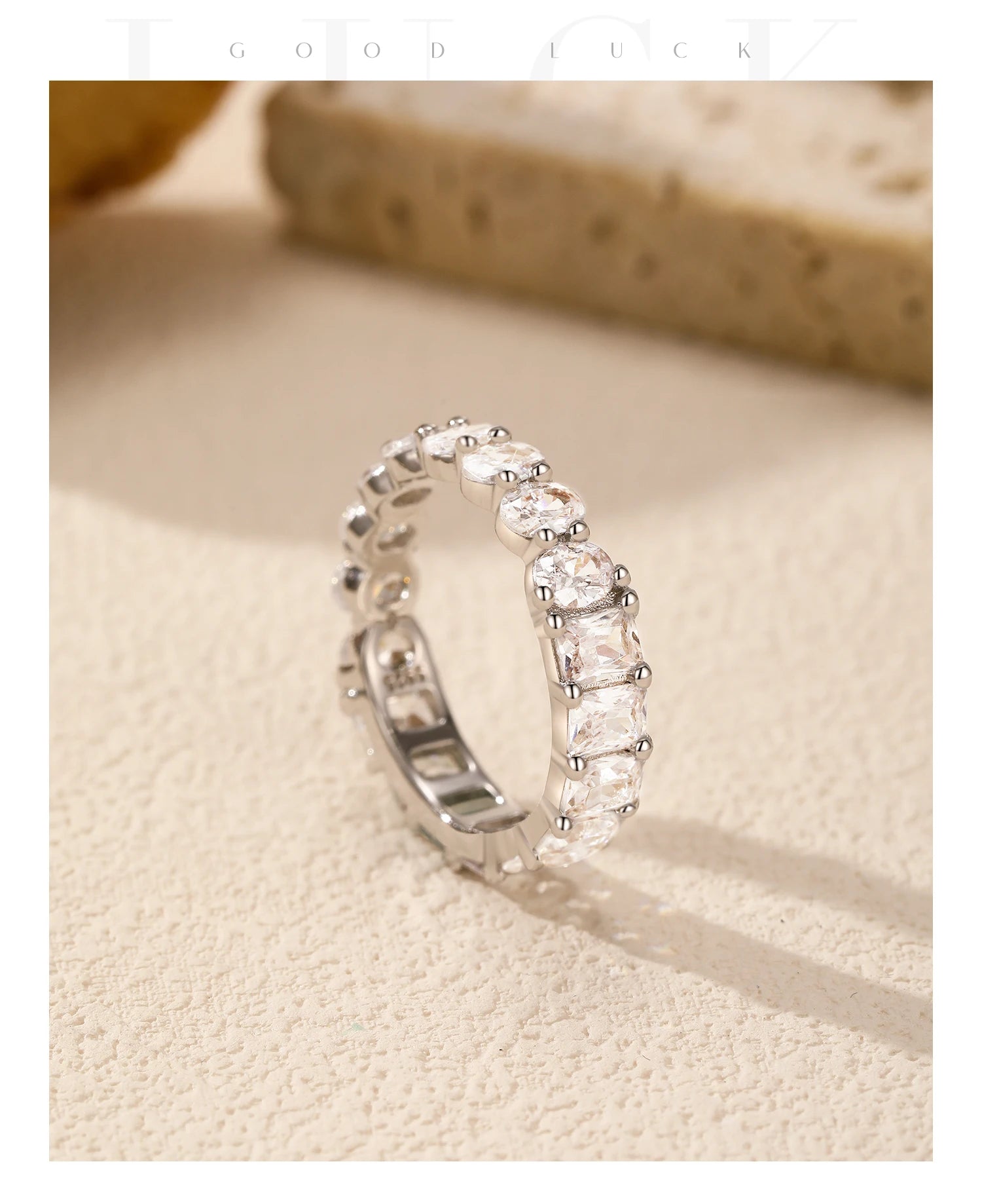Geometric Water Drop Eternity Ring