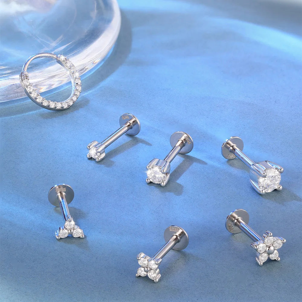 Moissanite Threaded Stud Earring