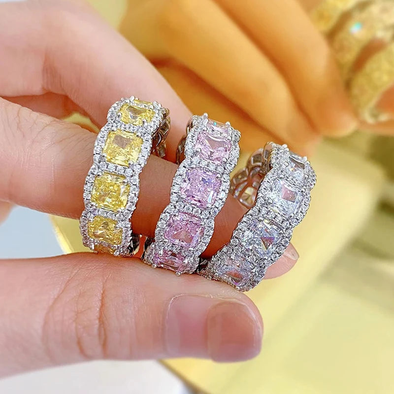 Silver Sparkling 5*5mm Square Yellow Pink White