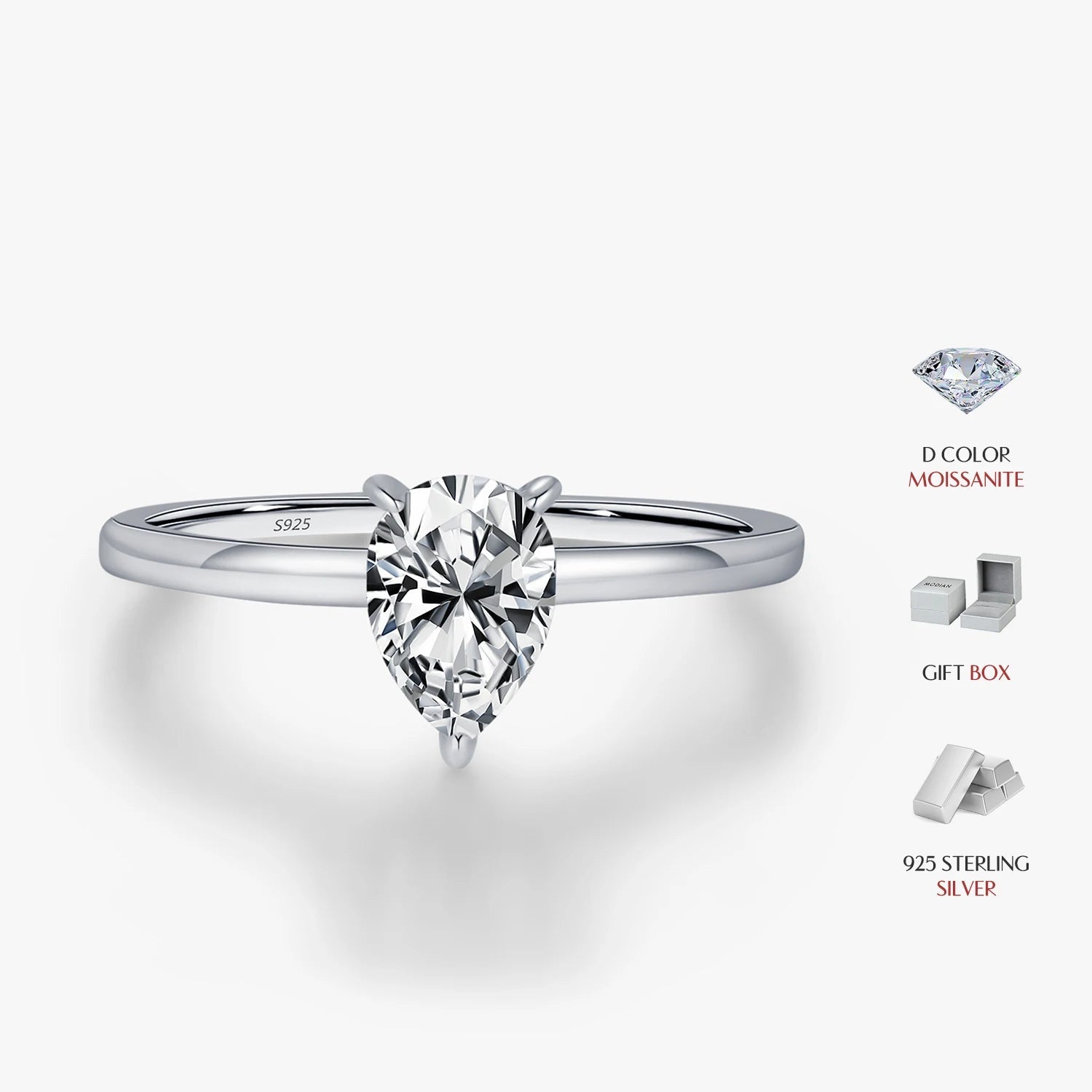 Pear Cut Moissanite Ring
