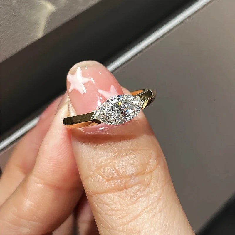 1CT Marquise Cut Moissanite Ring